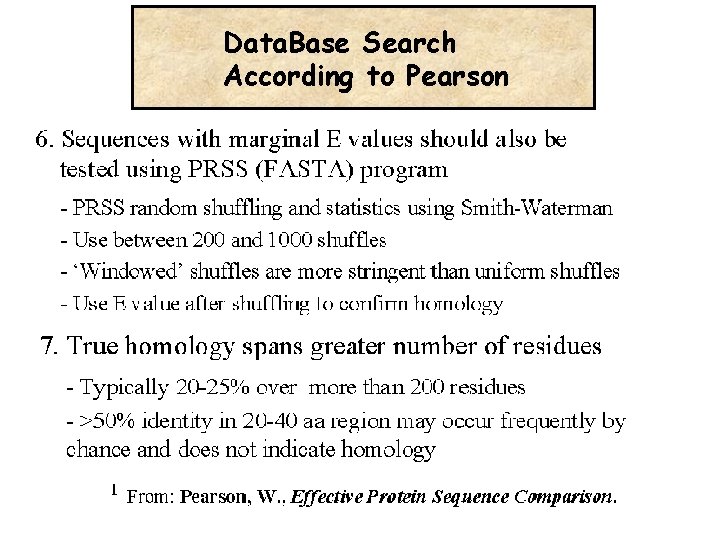 Data. Base Search According to Pearson 