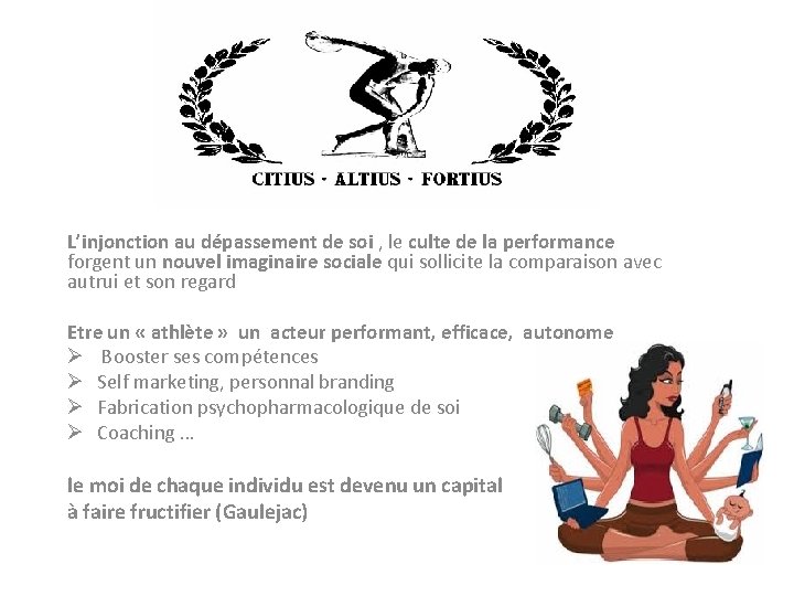 L’injonction au dépassement de soi , le culte de la performance forgent un nouvel