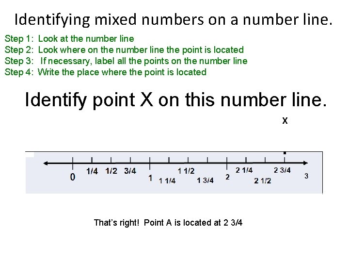 Identifying mixed numbers on a number line. Step 1: Step 2: Step 3: Step