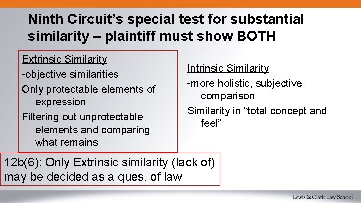 Ninth Circuit’s special test for substantial similarity – plaintiff must show BOTH Extrinsic Similarity
