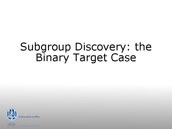 Subgroup Discovery: the Binary Target Case 