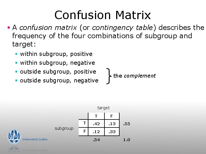 Confusion Matrix § A confusion matrix (or contingency table) describes the frequency of the