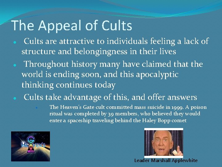 The Appeal of Cults are attractive to individuals feeling a lack of structure and
