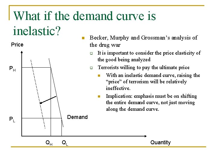 What if the demand curve is inelastic? Becker, Murphy and Grossman’s analysis of n