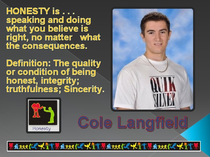 HONESTY is. . . speaking and doing what you believe is right, no matter