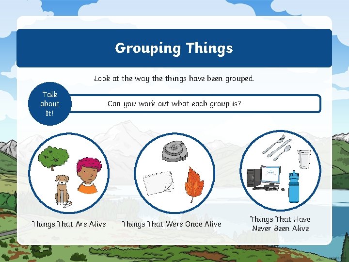 Grouping Things Look at the way the things have been grouped. Talk about It!