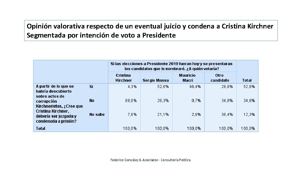 Opinión valorativa respecto de un eventual juicio y condena a Cristina Kirchner Segmentada por