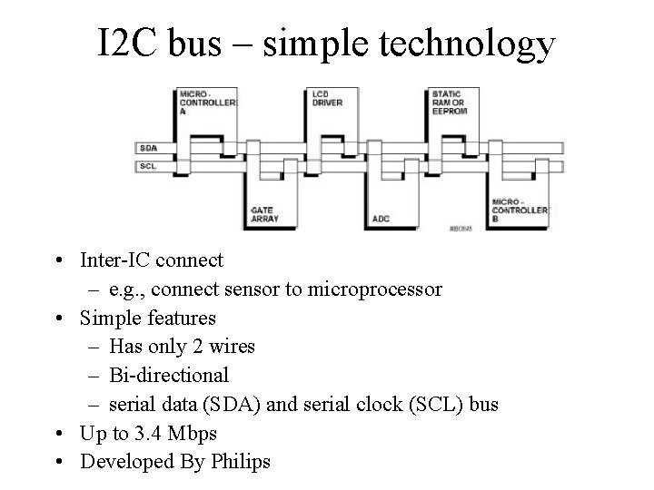 I 2 C bus – simple technology • Inter-IC connect – e. g. ,