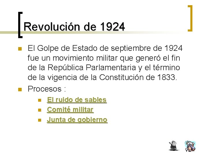 Revolución de 1924 n n El Golpe de Estado de septiembre de 1924 fue
