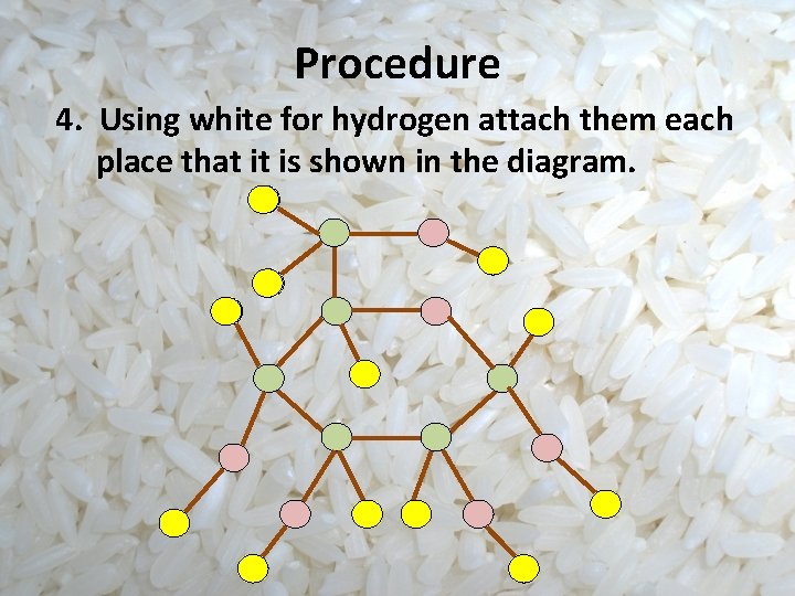 Procedure 4. Using white for hydrogen attach them each place that it is shown