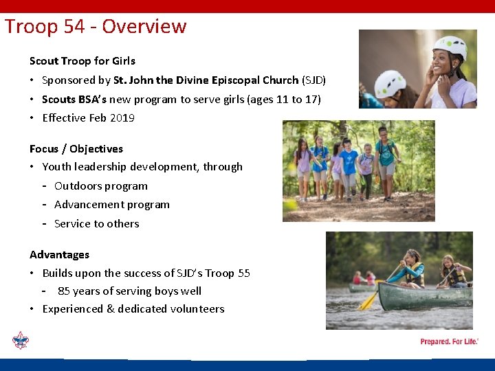 Troop 54 - Overview Scout Troop for Girls • Sponsored by St. John the