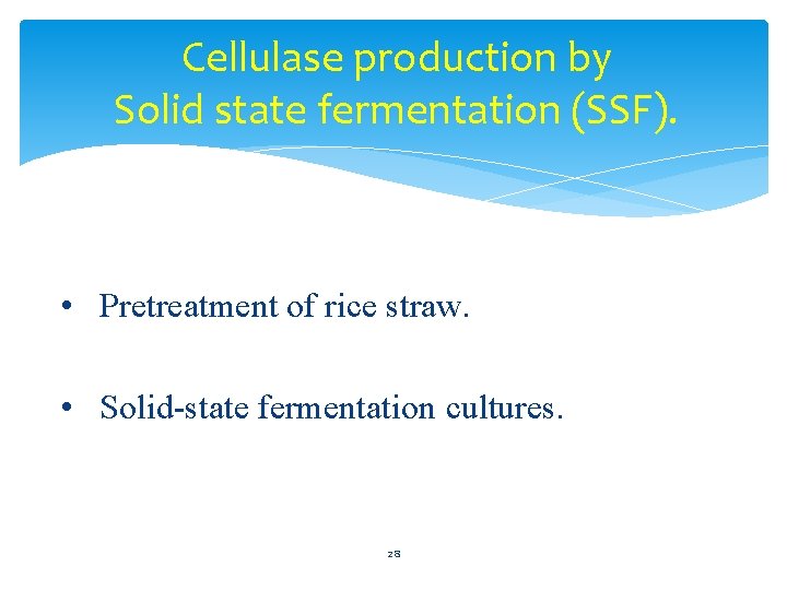 Cellulase production by Solid state fermentation (SSF). • Pretreatment of rice straw. • Solid-state