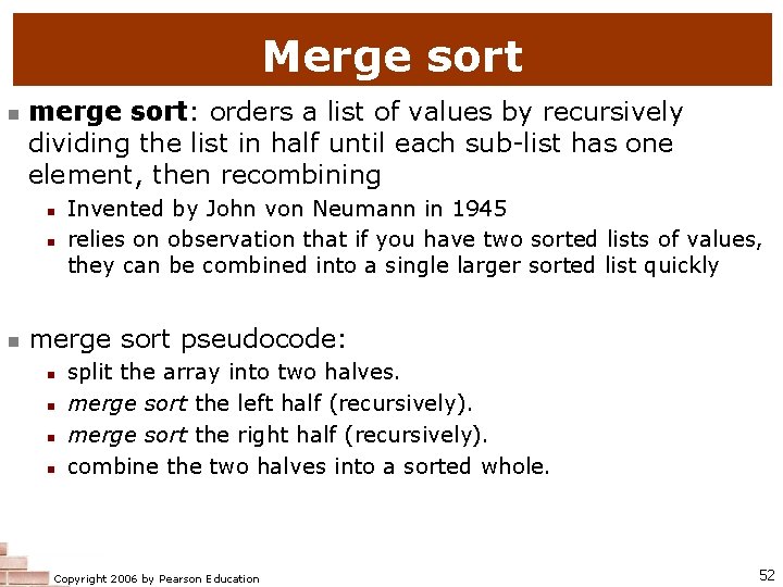 Merge sort n merge sort: orders a list of values by recursively dividing the Merge sort n merge sort: orders a list of values by recursively dividing the