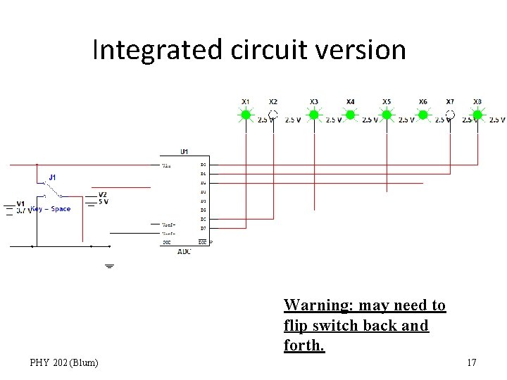 Integrated circuit version Warning: may need to flip switch back and forth. PHY 202