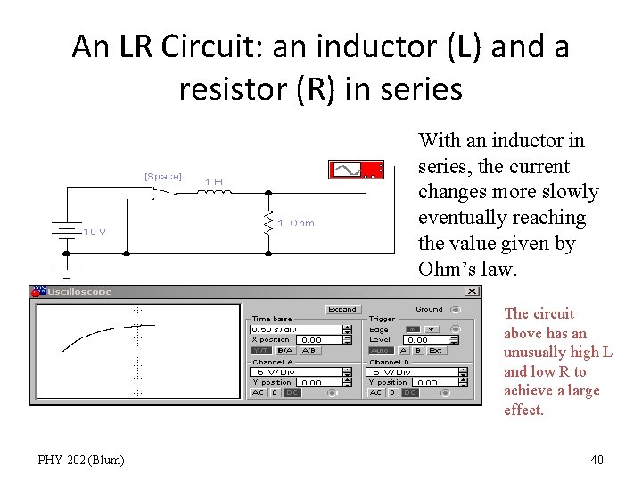 An LR Circuit: an inductor (L) and a resistor (R) in series With an