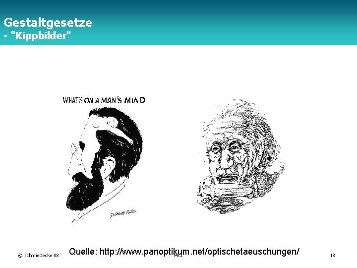Gestaltgesetze - "Kippbilder" © schmiedecke 08 Quelle: http: //www. panoptikum. net/optischetaeuschungen/ HCI TFH Berlin