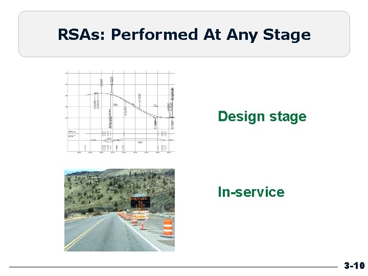 RSAs: Performed At Any Stage Design stage In-service 3 -10 