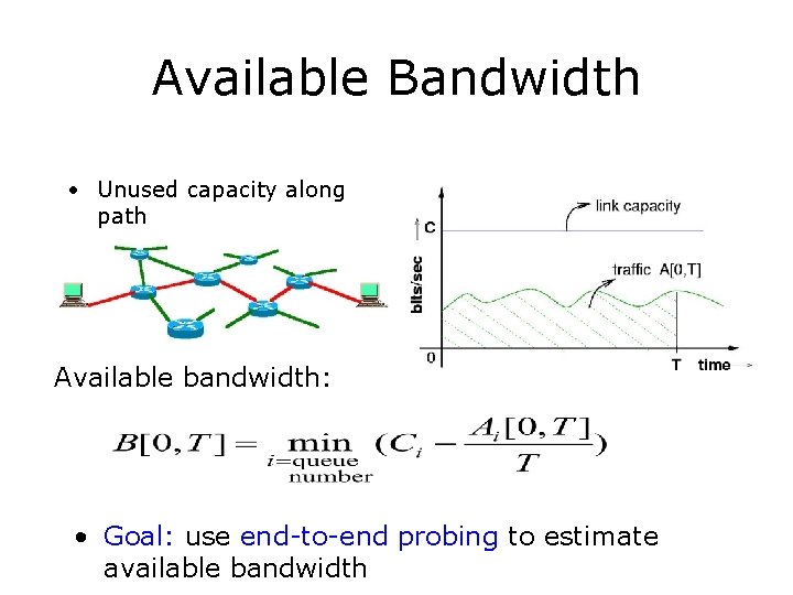 Available Bandwidth • Unused capacity along path Available bandwidth: • Goal: use end-to-end probing