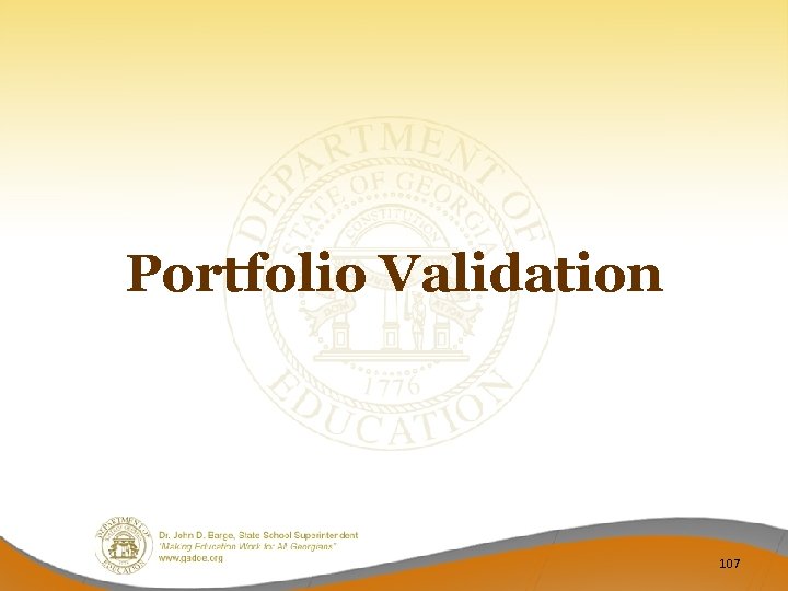 Portfolio Validation 107 