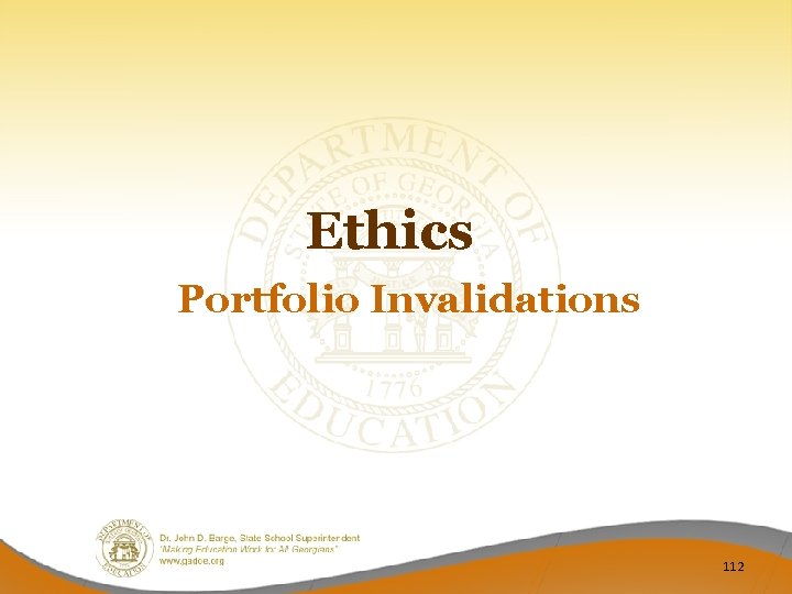 Ethics Portfolio Invalidations 112 