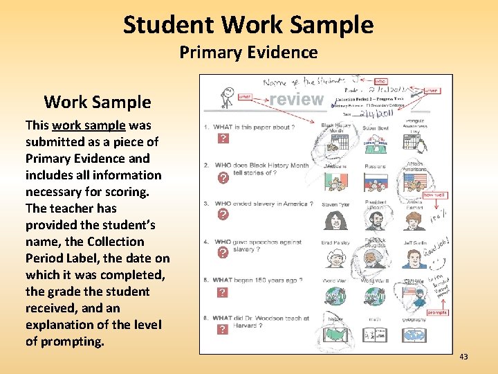 Student Work Sample Primary Evidence Work Sample This work sample was submitted as a