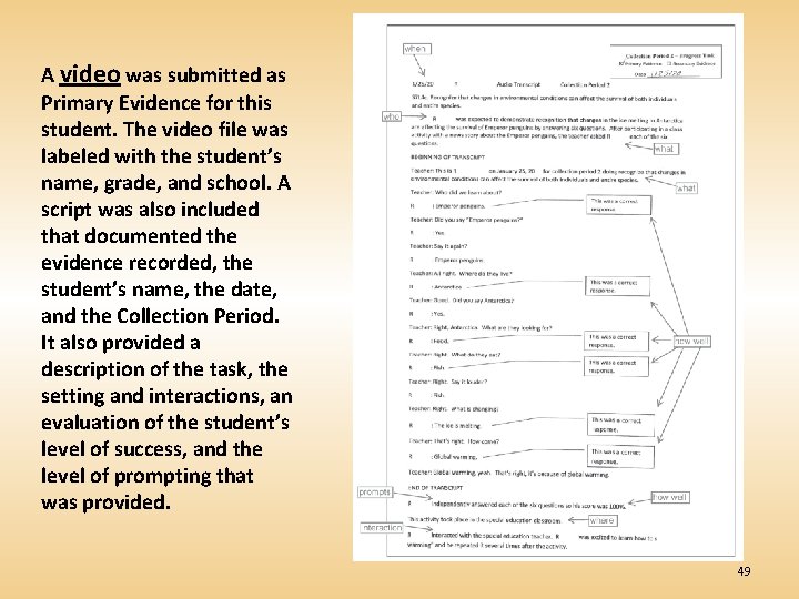 A video was submitted as Primary Evidence for this student. The video file was