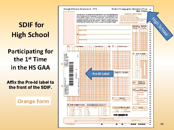 gh Hi ol ho Sc SDIF for High School Participating for the 1 st
