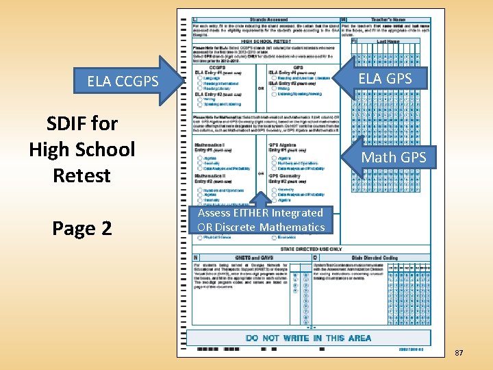 ELA GPS ELA CCGPS SDIF for High School Retest Page 2 Math GPS Assess