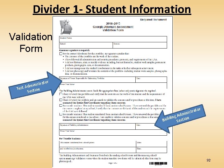 Divider 1 - Student Information Validation Form tor istra n i m d Test