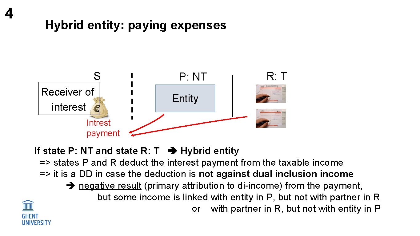4 Hybrid entity: paying expenses S Receiver of interest P: NT R: T Entity