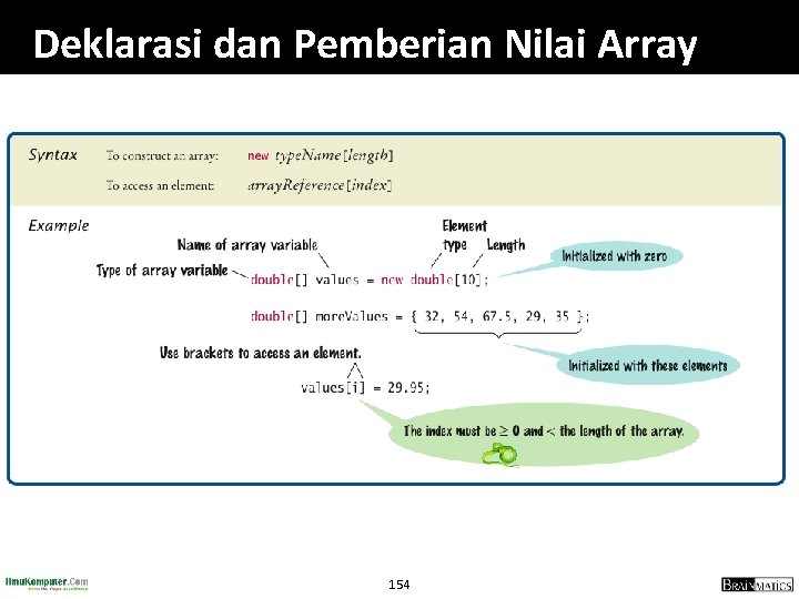 Deklarasi dan Pemberian Nilai Array 154 
