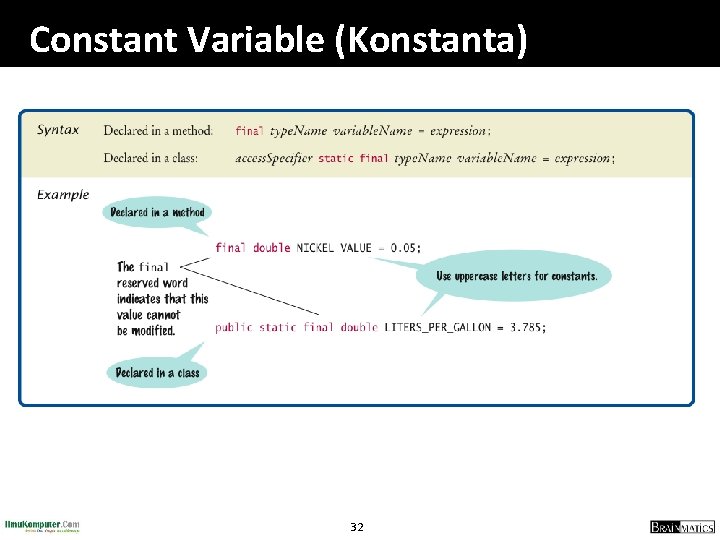 Constant Variable (Konstanta) 32 