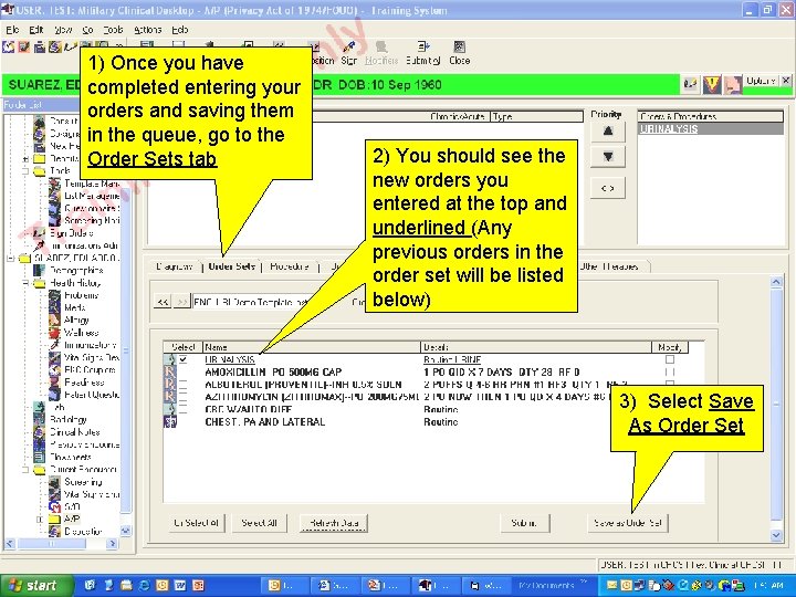 1) Once you have completed entering your orders and saving them in the queue,