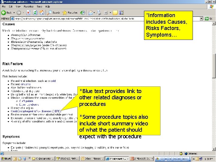 *Information includes Causes, Risks Factors, Symptoms… *Blue text provides link to other related diagnoses