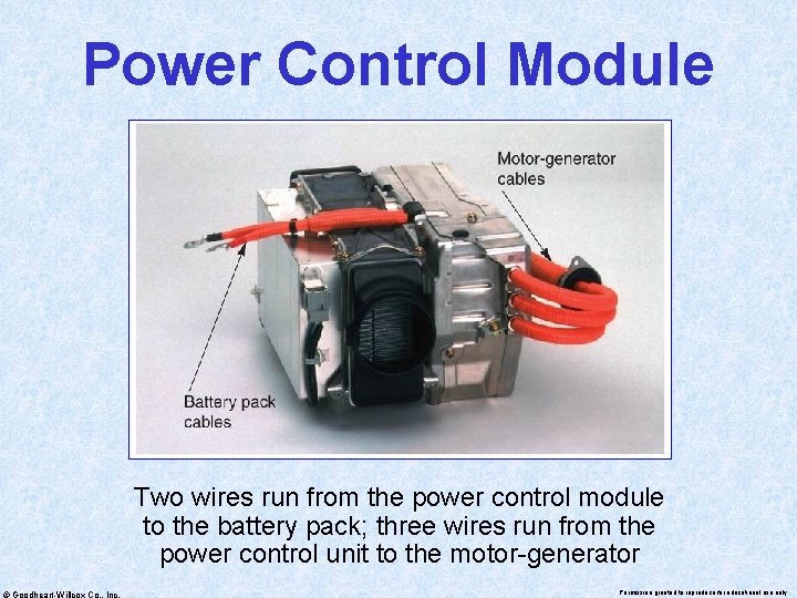 Power Control Module Two wires run from the power control module to the battery