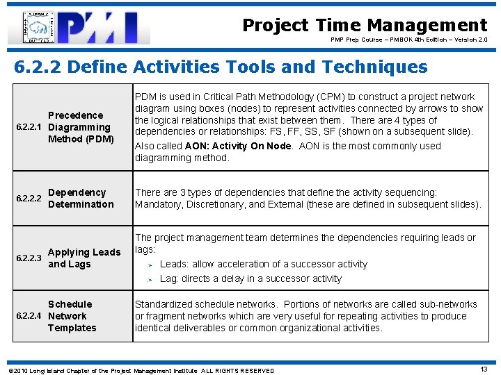 Project Time Management PMP Prep Course – PMBOK 4 th Edition – Version 2.