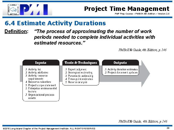 Project Time Management PMP Prep Course – PMBOK 4 th Edition – Version 2.