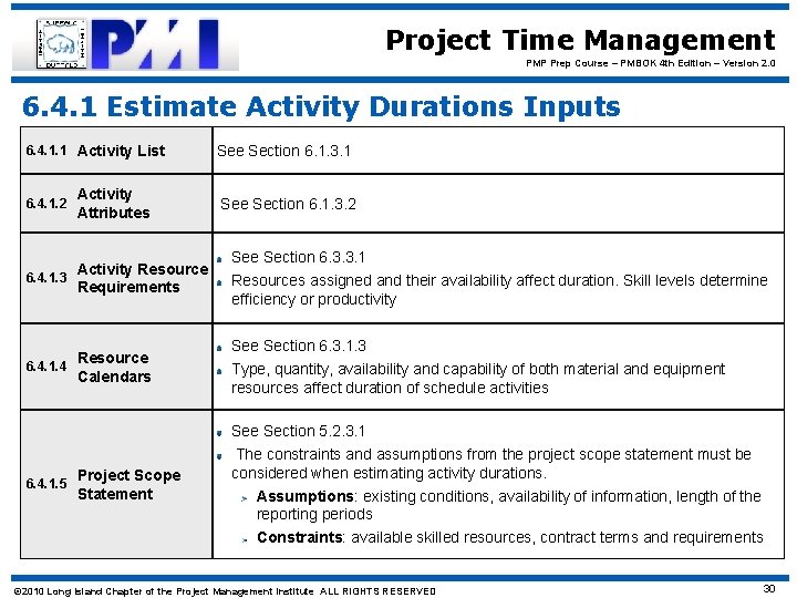 Project Time Management PMP Prep Course – PMBOK 4 th Edition – Version 2.
