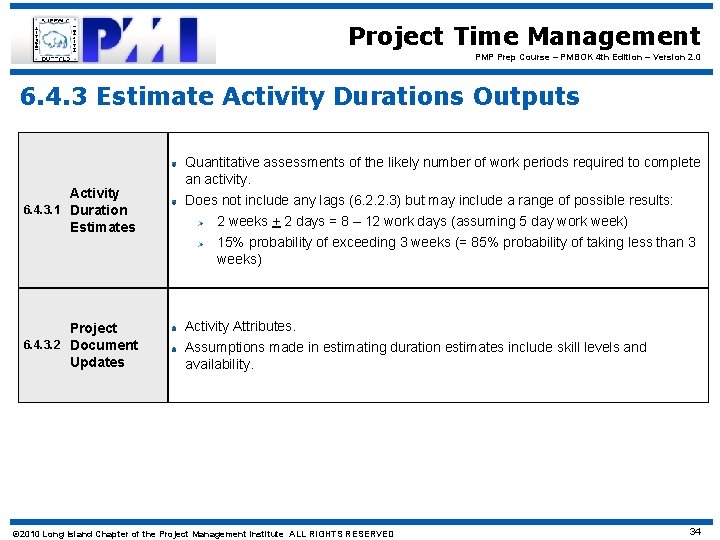 Project Time Management PMP Prep Course – PMBOK 4 th Edition – Version 2.