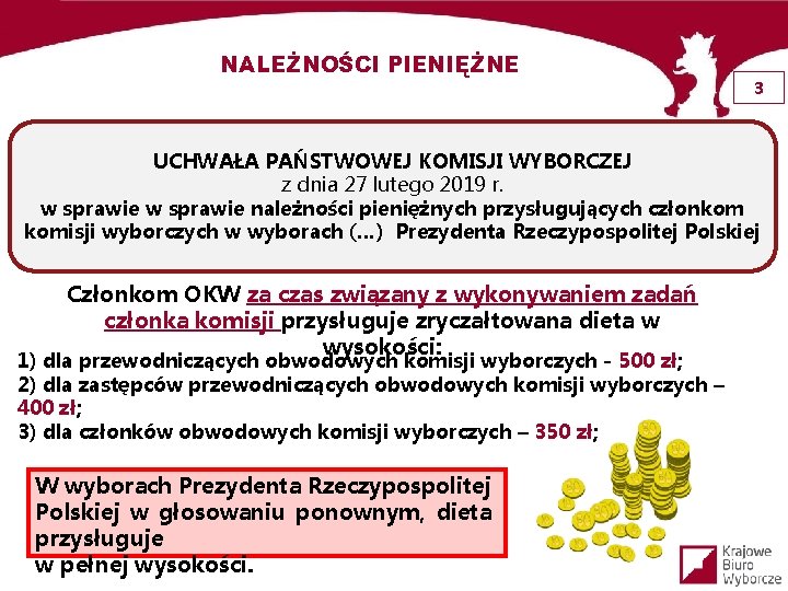 NALEŻNOŚCI PIENIĘŻNE 3 UCHWAŁA PAŃSTWOWEJ KOMISJI WYBORCZEJ z dnia 27 lutego 2019 r. w