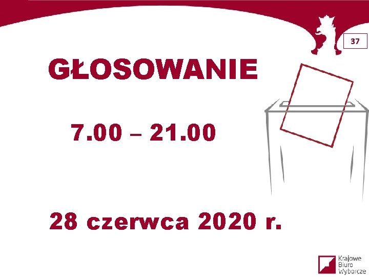 37 GŁOSOWANIE 7. 00 – 21. 00 28 czerwca 2020 r. 