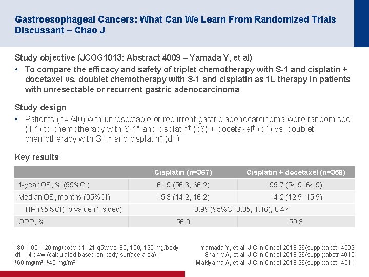 Gastroesophageal Cancers: What Can We Learn From Randomized Trials Discussant – Chao J Study