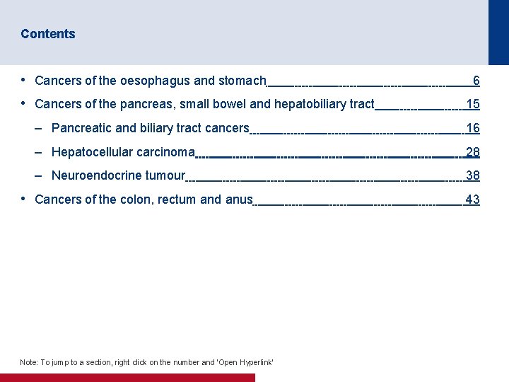 Contents • Cancers of the oesophagus and stomach • Cancers of the pancreas, small