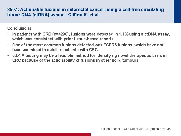 3507: Actionable fusions in colorectal cancer using a cell-free circulating tumor DNA (ct. DNA)