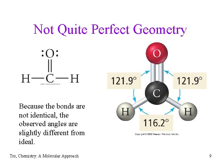 Not Quite Perfect Geometry Because the bonds are not identical, the observed angles are