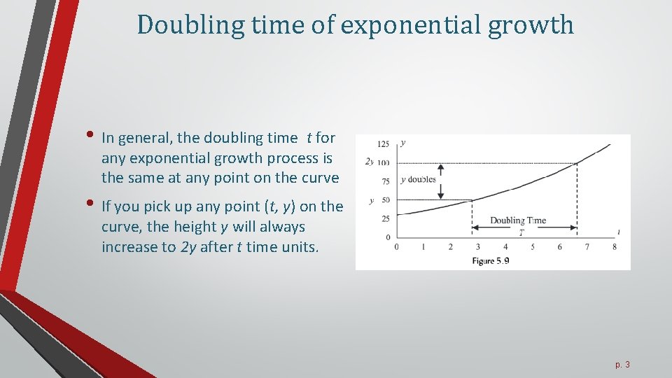 Doubling time of exponential growth • In general, the doubling time t for any Doubling time of exponential growth • In general, the doubling time t for any