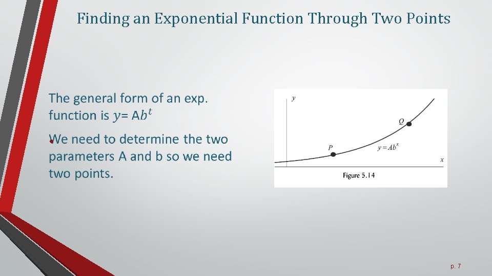 Finding an Exponential Function Through Two Points • p. 7 Finding an Exponential Function Through Two Points • p. 7