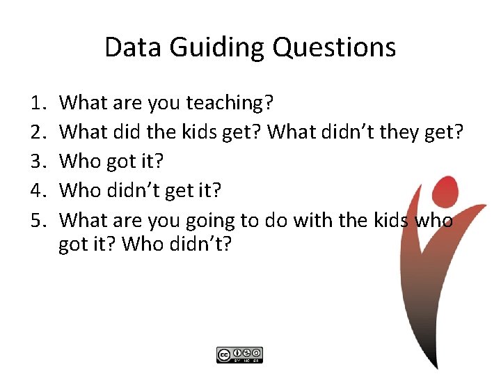 Data Guiding Questions 1. 2. 3. 4. 5. What are you teaching? What did