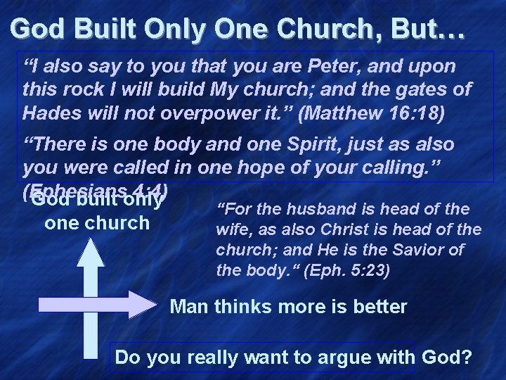 God Built Only One Church, But… “I also say to you that you are