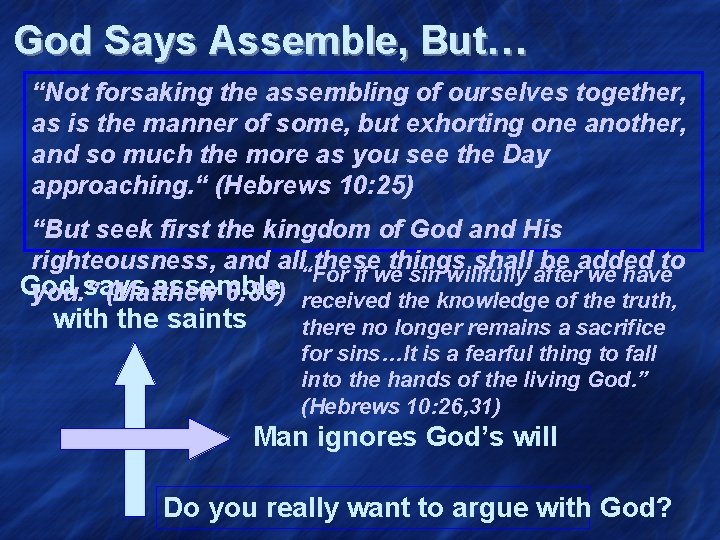 God Says Assemble, But… “Not forsaking the assembling of ourselves together, as is the